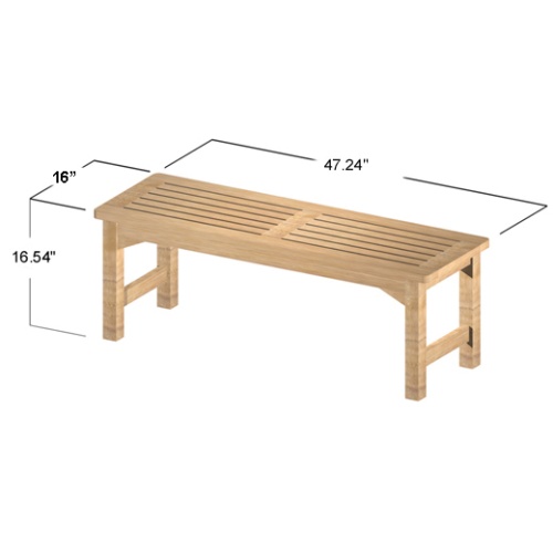 70523 Martinique teak backless bench autocad on white background