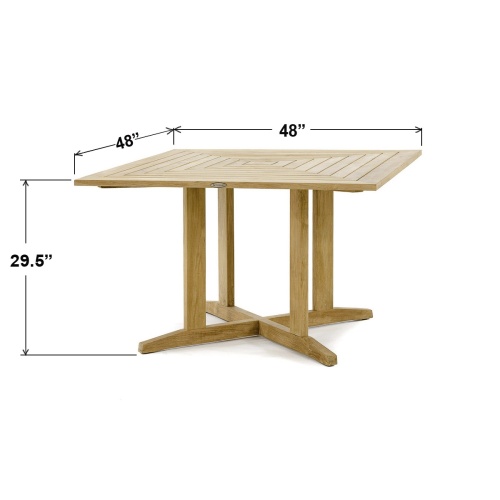 15823 Pyramid Teak 48 inch Square Dining Table showing autocad on white background