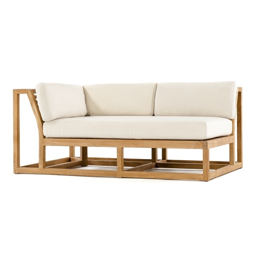 70755 maya teak right sectional with canvas cushions front angled on white background