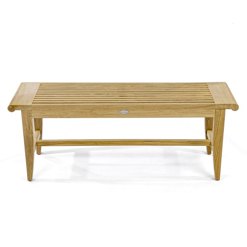 13915 Laguna 4 foot long teak Backless Bench angled top view on white background