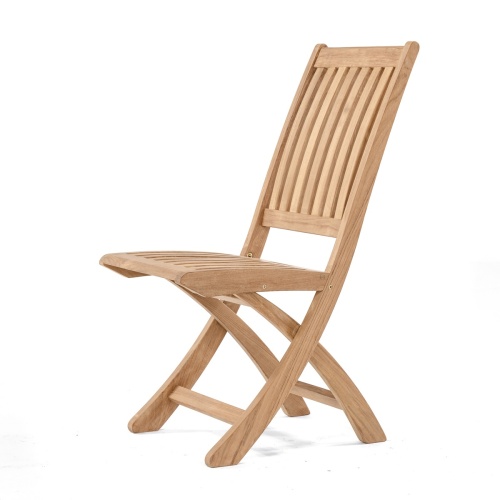 70060 Barbuda Martinique teak folding dining side chair angled side view on white background