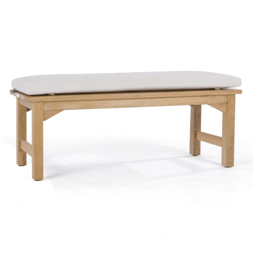 70446 Veranda 5 foot teak backless bench with optional bench cushion side angled view on white background