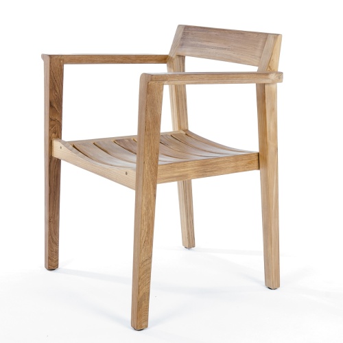 70496 Horizon teak dining chair angled side view on white background