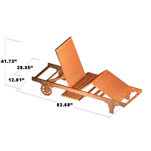 70510 Somerset teak double chaise autocad aerial view on white background