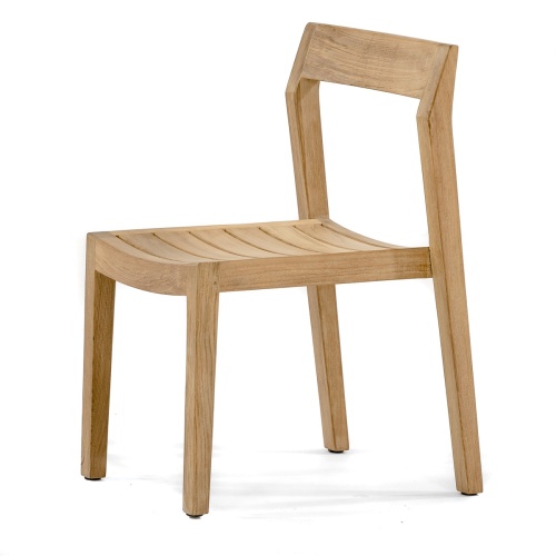 70526 Surf Horizon teak dining side chair angled left side view on white background