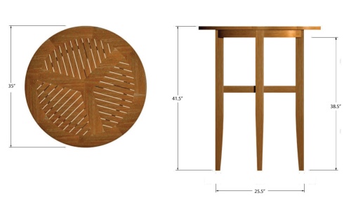 70532 Laguna teak Table autocad of side view and table top view on white background