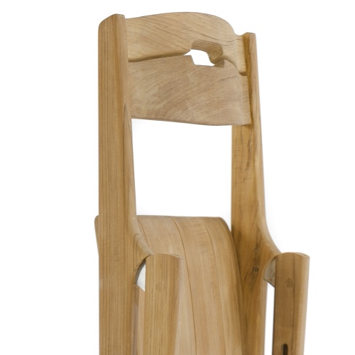 70730 surf teak folding chair closed angled rear view on white background