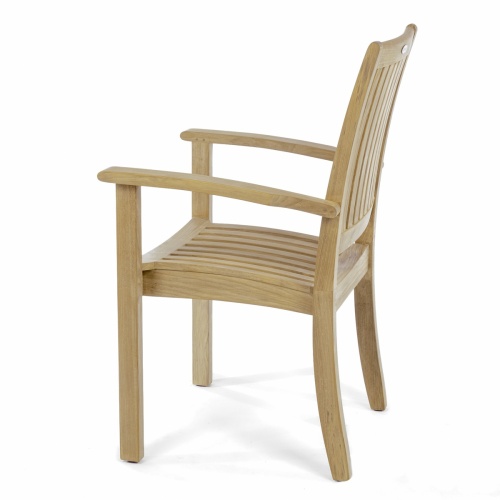 70774 Laguna Sussex teak dining armchair angled left side view on white background