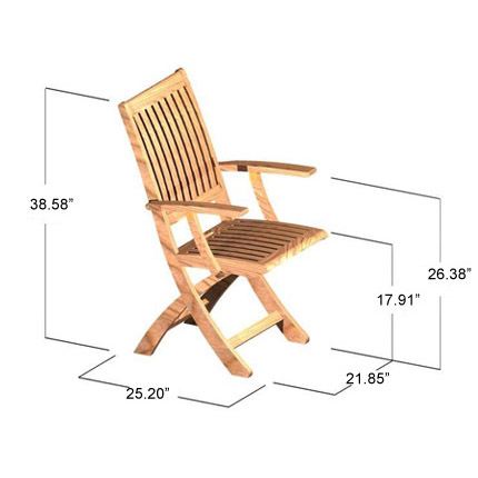 70799 Barbuda teak folding chair angled side view showing autocad on white background
