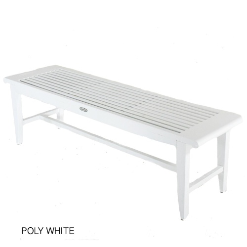 13916 Laguna Teak 5 foot Backless Bench in Poly White Finish angled side view on white background