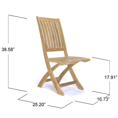 70059 Grand Barbuda teak foldable side chair back angled side view on white background