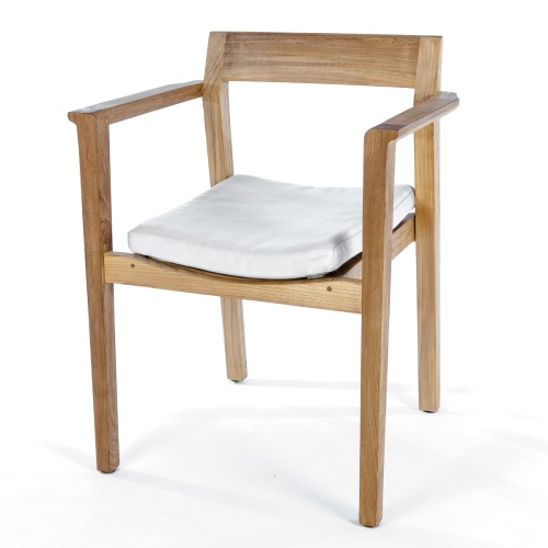 70496 Horizon teak dining chair with optional seat cushion angled front view on white background
