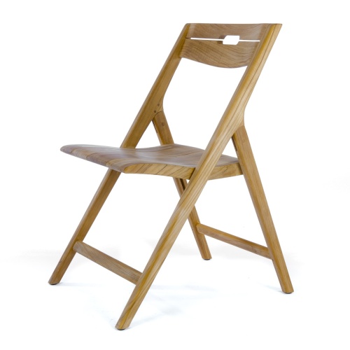 70519 Surf teak folding side chair angled left side view on white background