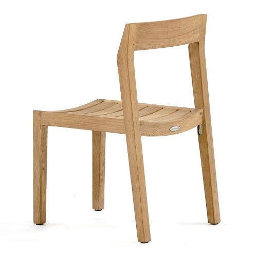 70525 Surf Horizon teak dining side chair in side rear view on white background