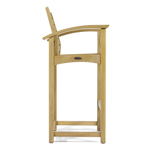 70635 Somerset teak barstool with arm rests side profiled on white background