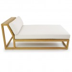 16800RFDP Refurbished teak Maya Chaise Daybed with cushion aerial side view on white background