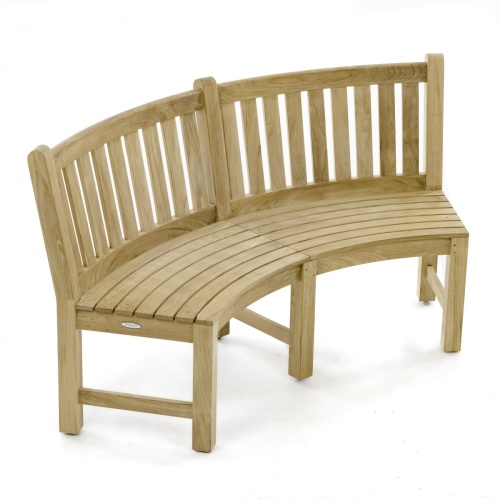 70266 Martinique Sussex teak 6 foot curved bench angled front facing on white background