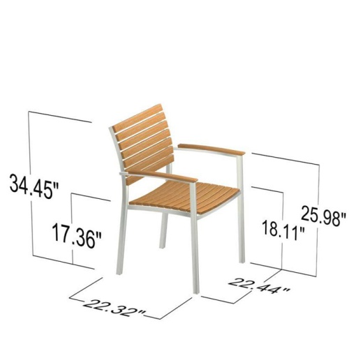 70445 Vogue teak and stainless steel dining chair autocad side angled view on white background