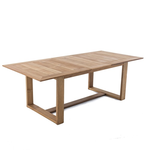 70497 Horizon teak rectangular dining table end angled view on white background