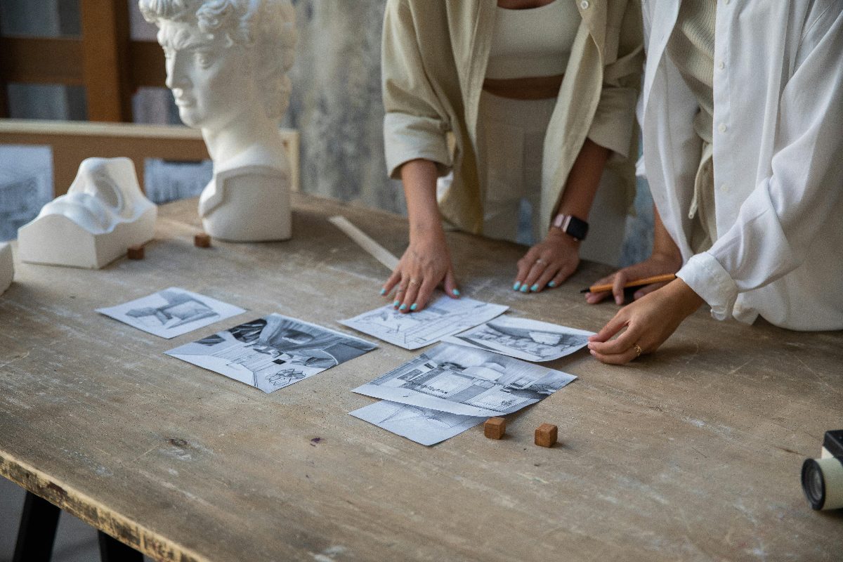 Designers reviewing plans