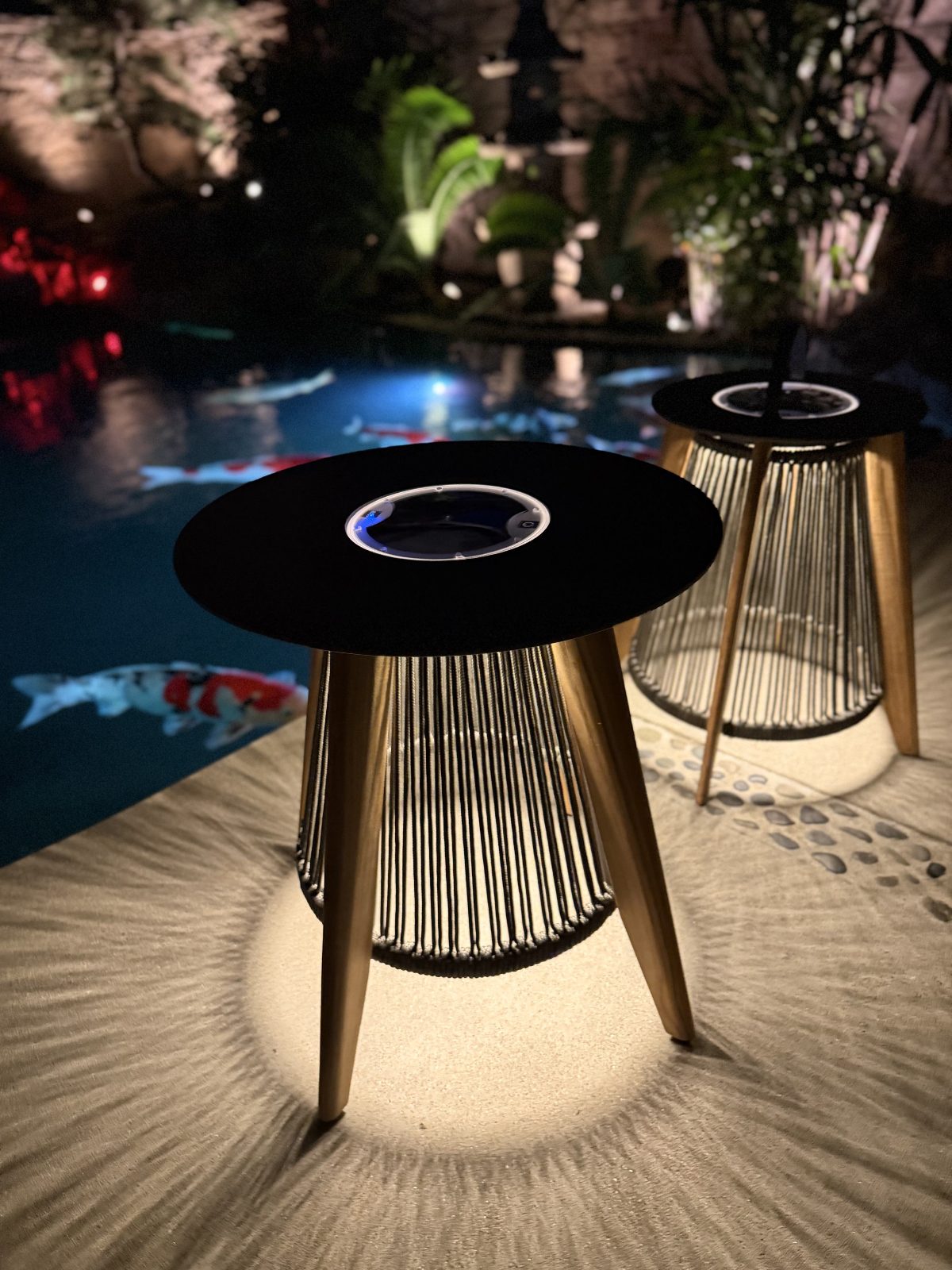 Luna solar lanterns at night
