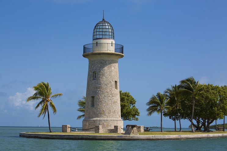  An image of the Boca Chita lighthouse at the entrance to Boca Chita Key Harbor at Biscayne National Park in the upper Florida Keys.