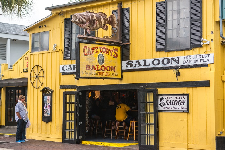 An image of the historic Captain Tony’s Saloon which was the original site of Sloppy Joe’s in downtown Key West, Florida.
