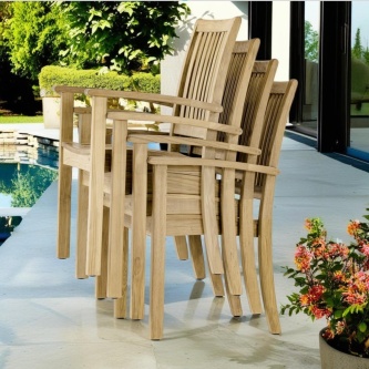 4 pc Sussex Teak Stacking Chair Set