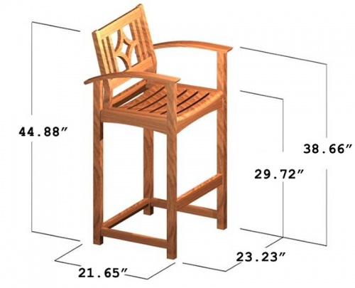 Teak Diamond Bar Stool Chair - Picture E