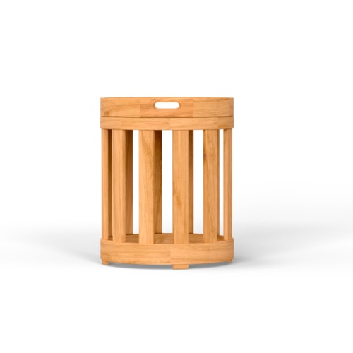 Kafelonia Round Teak Side Table with Serving Tray - Picture F