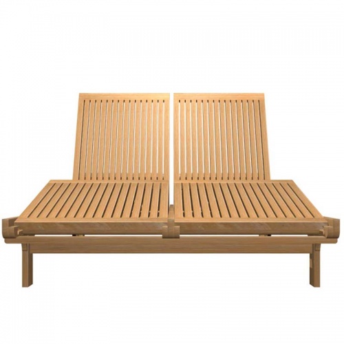 Double Teak Outdoor Chaise Lounger - Picture D