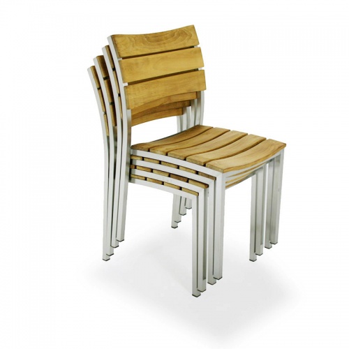 Teak Stainless Steel Stacking Dining Chair - Picture A