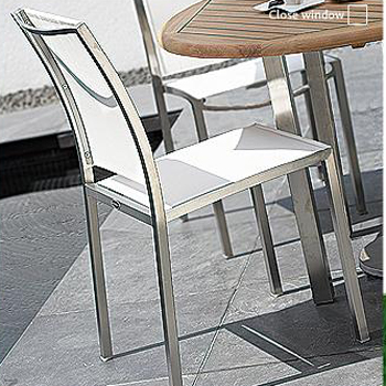 Stainless Steel Textilene Stacking Dining Chair - Picture C
