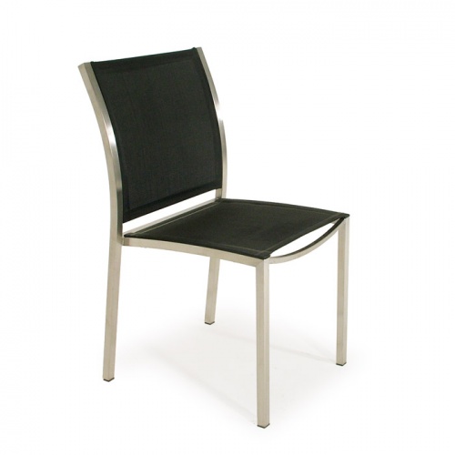 Stainless Steel Textilene Stacking Dining Chair - Picture A
