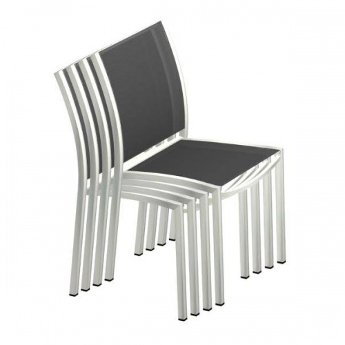 Stainless Steel Textilene Stacking Dining Chair - Picture C
