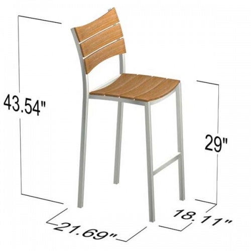 Teak and Stainless Steel stacking barstool - Picture E