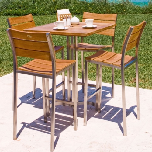 Closeout Item Teak & Stainless Steel barstool - Picture C