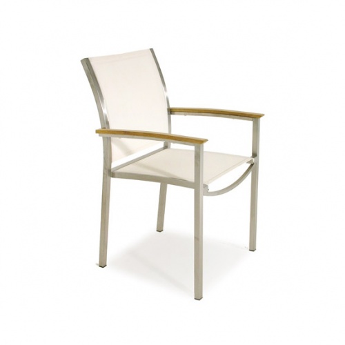 Teak & Stainless Steel Gemini Armchairs White - Picture B