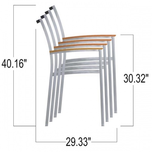 Teak & Stainless Steel Gemini Armchairs White - Picture D