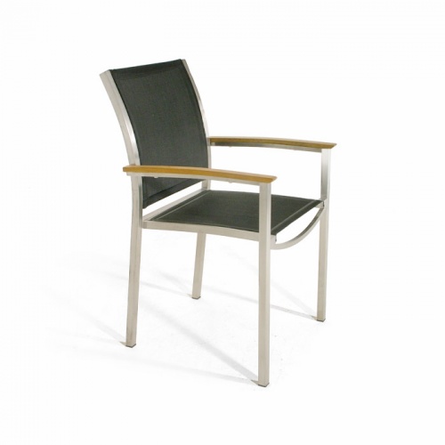 Teak & Stainless Steel Gemini Armchairs Black - Picture A