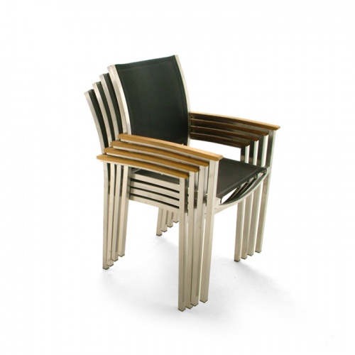 Teak & Stainless Steel Gemini Armchairs Black - Picture A