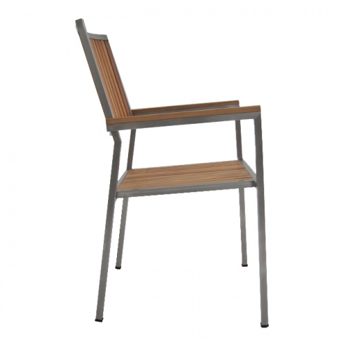 Selina Teak & Stainless Steel Stacking Chair - Picture C