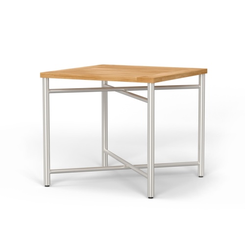 Odyssey Teak & Stainless Steel Folding Table - Picture A
