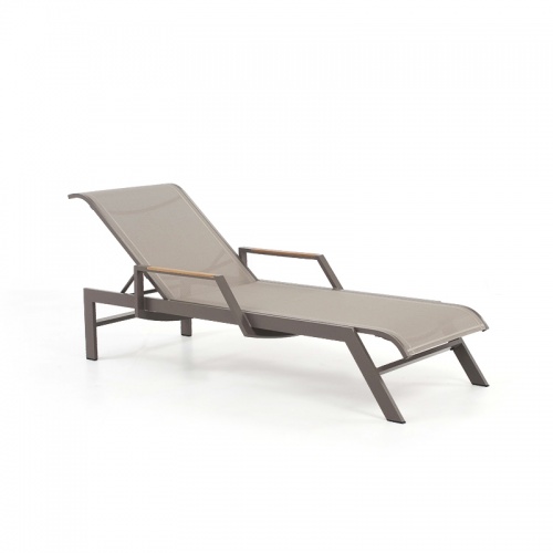 Jessie Teak &Aluminum Sling Pool Lounger - Picture A