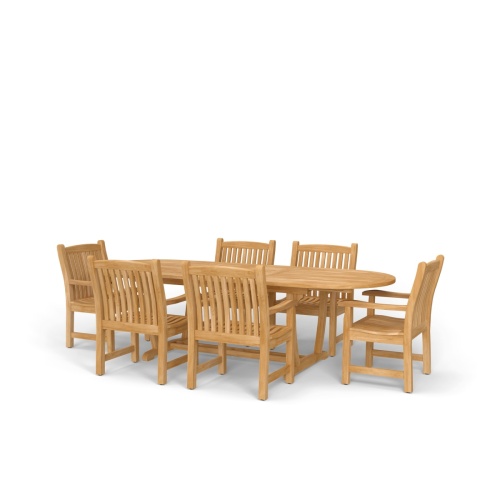 7 pc Montserrat Oval Teak Dining Set - Picture A