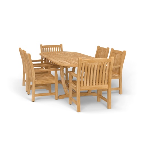 7 pc Montserrat Oval Teak Dining Set - Picture C