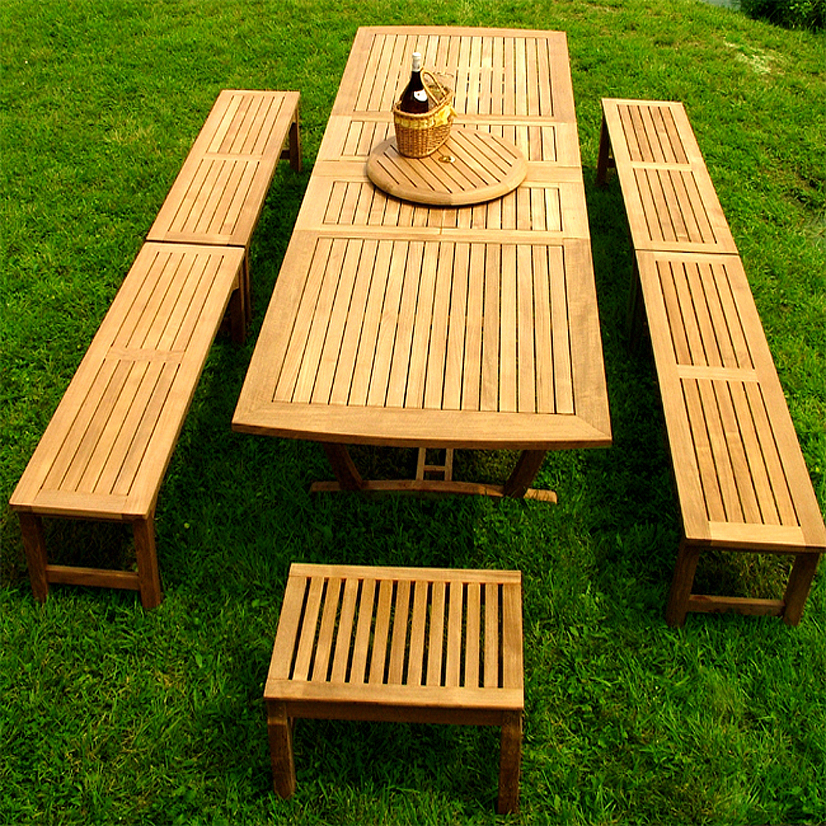 Teak Extension Table - Bench Picnic Set - Westminster Teak Outdoor Furniture