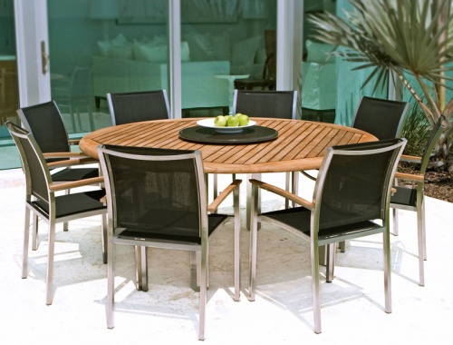 Teak Stainless Steel Gemini  Dining Set - Picture A