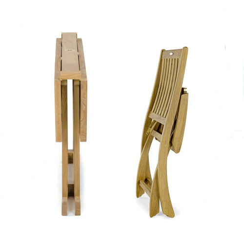 7 pc Nevis Barbuda Teak Folding Dining Set - Picture M