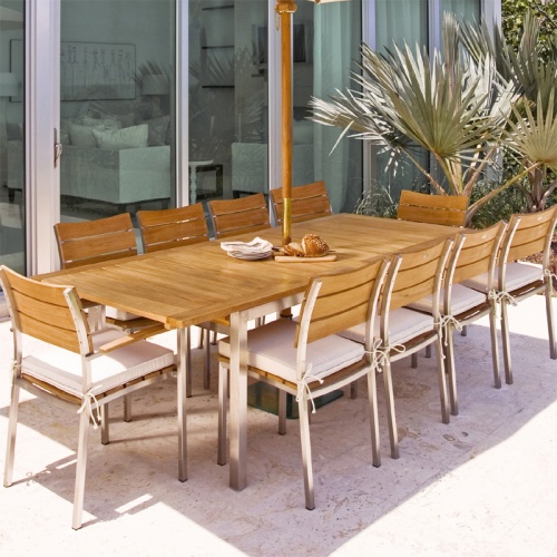 Teak and Stainless Steel Dining Set for 10 - Picture A